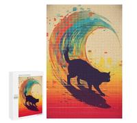 1000 PCS Puzzle pour Adolescents Cat Pixel Wave Puzzles pour Adultes Jeu Manuel Assemblage De Motifs Cadeaux Uniques pour Anniversaire Et Noël 1000 PCS