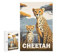 1000 PCS Puzzle pour Adolescents Cheetah Mother and Cub Puzzle Adulte, Jouet, Décoration Murale, Course De Vitesse Manuelle, Cadeaux Uniques pour Anniversaire Et Noël 1000 PCS