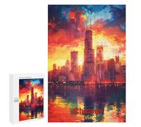 1000 PCS Puzzle pour Adolescents Chicago Art Puzzles pour Adultes Jeu Manuel Assemblage De Motifs Cadeaux Uniques pour Anniversaire Et Noël 1000 PCS