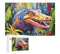 1000 PCS Puzzle pour Adolescents Colorful Crocodile in Lush Jungle Puzzles pour Adolescents, Jouets Anti-Stress, Passe-Temps, Défi Éducatif