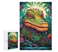 1000 PCS Puzzle pour Adolescents Colorful Crocodile in Lush Jungle Puzzles pour Adolescents, Jouets Anti-Stress, Passe-Temps, Défi Éducatif