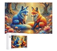 1000 PCS Puzzle pour Adolescents Colorful Foxes in Autumn Forest Puzzles pour Adolescents, Jouets Anti-Stress, Passe-Temps, Défi Éducatif