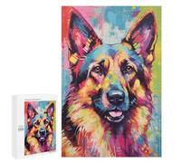 1000 PCS Puzzle pour Adolescents Colorful German Shepherd Painting-1 Puzzles pour Adultes : Analyse Et Logique. Chaque Pièce Est Unique - Casse-têtes pour Toute La Famille 1000 PCS
