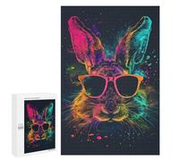 1000 PCS Puzzle pour Adolescents Colorful Rabbit Sunglasses Art Print Puzzles pour Adultes - Défi Difficile - Activités Amusantes À La Maison pour Les Jeux 1000 PCS