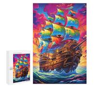 1000 PCS Puzzle pour Adolescents Colorful Sailing Ship Puzzles pour Adolescents, Jouets Anti-Stress, Passe-Temps, Défi Éducatif