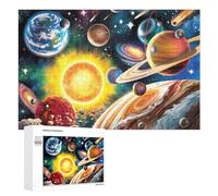 1000 PCS Puzzle pour Adolescents Colorful Solar System Artwork Puzzles pour Adolescents, Jouets Anti-Stress, Passe-Temps, Défi Éducatif
