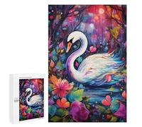 1000 PCS Puzzle pour Adolescents Colorful Swan Painting Puzzles pour Adolescents, Jouets Anti-Stress, Passe-Temps, Défi Éducatif