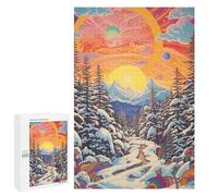 1000 PCS Puzzle pour Adolescents Colorful Winter Forest Pathway Puzzles pour Adultes : Analyse Et Logique. Chaque Pièce Est Unique - Casse-têtes pour Toute La Famille 1000 PCS