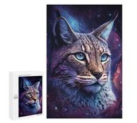 1000 PCS Puzzle pour Adolescents Cosmic Lynx Portrait Print-2 Puzzles pour Adultes - Défi Difficile - Activités Amusantes À La Maison pour Les Jeux 1000 PCS