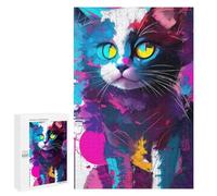 1000 PCS Puzzle pour Adolescents Cute Cat Abstract CMYK Jeu De Puzzle pour Adultes, Casse-tête, Cadeau d'anniversaire, Défi Éducatif 1000 PCS