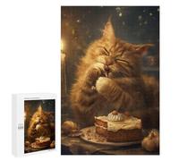 1000 PCS Puzzle pour Adolescents Cute Orange Tabby Cat Cake Puzzles pour Adultes Jeu Manuel Assemblage De Motifs Cadeaux Uniques pour Anniversaire Et Noël 1000 PCS