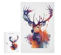 1000 PCS Puzzle pour Adolescents Deer in Watercolor Puzzles pour Adultes Jeu Manuel Assemblage De Motifs Cadeaux Uniques pour Anniversaire Et Noël 1000 PCS