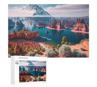 1000 PCS Puzzle pour Adolescents Desert Oasis with Snow-Capped Mountain Puzzles pour Adolescents, Jouets Anti-Stress, Passe-Temps, Défi Éducatif