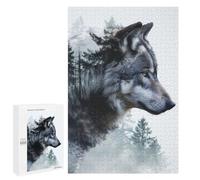 1000 PCS Puzzle pour Adolescents Double Exposure Wolf Puzzles pour Adultes Jeu Manuel Assemblage De Motifs Cadeaux Uniques pour Anniversaire Et Noël 1000 PCS