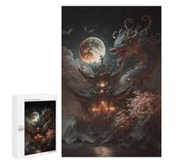1000 PCS Puzzle pour Adolescents Dragon Temple Moonlit Night Puzzles pour Adultes : Analyse Et Logique. Chaque Pièce Est Unique - Casse-têtes pour Toute La Famille 1000 PCS