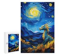 1000 PCS Puzzle pour Adolescents Dragon Under Starry Night Jeu De Puzzle pour Adultes, Casse-tête, Cadeau d'anniversaire, Défi Éducatif 1000 PCS