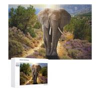 1000 PCS Puzzle pour Adolescents Elephant in The Wild A Journey Through Nature's Landscape Puzzles pour Adolescents, Jouets Anti-Stress, Passe-Temps, Défi Éducatif