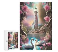 1000 PCS Puzzle pour Adolescents Enchanted Lighthouse with Swans Puzzles pour Adolescents, Jouets Anti-Stress, Passe-Temps, Défi Éducatif