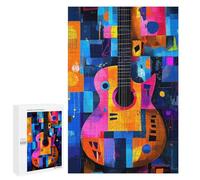 1000 PCS Puzzle Pour Adolescents Expressionist Geometry Guitar - Vibrant Abstract Music Art Puzzle Adulte, Jouet, Décoration Murale, Course De Vitesse Manuelle, Cadeaux Uniques Pour Anniversaire Et No