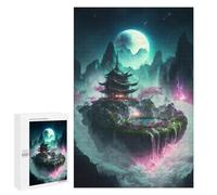 1000 PCS Puzzle pour Adolescents Fantasy Floating Island with Pagoda Puzzles pour Adultes - Défi Difficile - Activités Amusantes À La Maison pour Les Jeux 1000 PCS