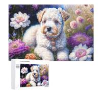 1000 PCS Puzzle pour Adolescents Floral Field Poodle Painting Puzzles pour Adolescents, Jouets Anti-Stress, Passe-Temps, Défi Éducatif