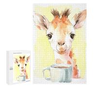 1000 PCS Puzzle pour Adolescents Giraffe with Coffee Puzzle Adulte, Jouet, Décoration Murale, Course De Vitesse Manuelle, Cadeaux Uniques pour Anniversaire Et Noël 1000 PCS