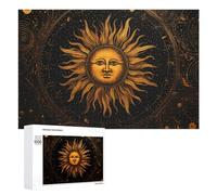 1000 PCS Puzzle pour Adolescents Golden Celestial Sun Artwork Puzzles pour Adolescents, Jouets Anti-Stress, Passe-Temps, Défi Éducatif