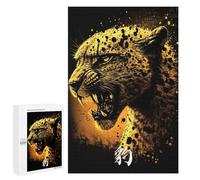 1000 PCS Puzzle pour Adolescents Golden Leopard Poster Art Print Puzzles pour Adultes - Défi Difficile - Activités Amusantes À La Maison pour Les Jeux 1000 PCS