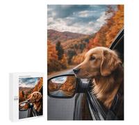 1000 PCS Puzzle pour Adolescents Golden Retriever Autumn Drive-1 Puzzles pour Adultes : Analyse Et Logique. Chaque Pièce Est Unique - Casse-têtes pour Toute La Famille 1000 PCS