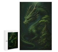 1000 PCS Puzzle pour Adolescents Green Dragon in Forest Puzzle pour Adultes Jeux Amusants Décoration Intérieure Activités Amusantes À La Maison, 1000 PCS