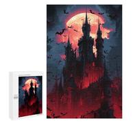 1000 PCS Puzzle pour Adolescents Halloween Castle with Full Moon -3 Puzzles pour Adultes - Défi Difficile - Activités Amusantes À La Maison pour Les Jeux 1000 PCS