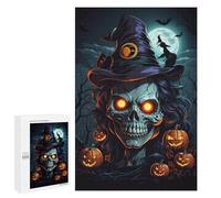 1000 PCS Puzzle pour Adolescents Halloween Witch with Pumpkins-2 Puzzle pour Adultes Jeux Amusants Décoration Intérieure Activités Amusantes À La Maison, 1000 PCS