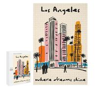 1000 PCS Puzzle pour Adolescents Los Angeles Skyline Illustration Puzzle pour Adultes - Jeux De Détente - Assemblage De Motifs - Cadeaux Uniques pour Anniversaire Et Noël 1000 PCS