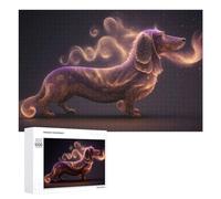 1000 PCS Puzzle pour Adolescents Magical Glowing Dachshund Puzzles pour Adolescents, Jouets Anti-Stress, Passe-Temps, Défi Éducatif