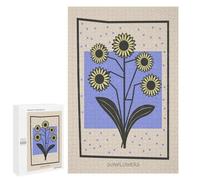 1000 PCS Puzzle pour Adolescents Minimalist Sunflower Floral Mid Century Puzzles pour Adultes - Jeu Familial - Une Œuvre d'art - Cadeaux Uniques pour Un Anniversaire Ou Noël 1000 PCS