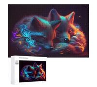 1000 PCS Puzzle pour Adolescents Neon Foxes in Embrace Puzzles pour Adolescents, Jouets Anti-Stress, Passe-Temps, Défi Éducatif