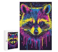 1000 PCS Puzzle pour Adolescents Neon Raccoon Art Puzzle Adulte, Jouet, Décoration Murale, Course De Vitesse Manuelle, Cadeaux Uniques pour Anniversaire Et Noël 1000 PCS