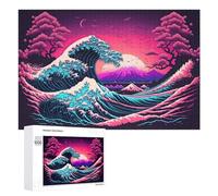 1000 PCS Puzzle pour Adolescents Neon Wave A Vibrant Fusion of Nature and Motion Puzzles pour Adolescents, Jouets Anti-Stress, Passe-Temps, Défi Éducatif
