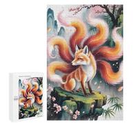 1000 PCS Puzzle pour Adolescents Nine-Tailed Fox in Asian Landscape Puzzle pour Adultes Jeux Amusants Décoration Intérieure Activités Amusantes À La Maison, 1000 PCS