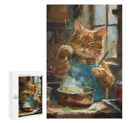 1000 PCS Puzzle pour Adolescents Orange Tabby Cat Cooking Puzzles pour Adultes Jeu Manuel Assemblage De Motifs Cadeaux Uniques pour Anniversaire Et Noël 1000 PCS