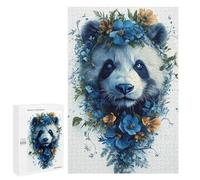 1000 PCS Puzzle pour Adolescents Panda with Floral Crown Puzzle pour Adultes : Jeu De Réflexion Et De Rapidité, Défi À Relever 1000 PCS