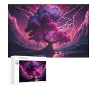1000 PCS Puzzle pour Adolescents Purple Lightning Tree Landscape Jeu De Puzzle pour Adultes, Casse-tête, Cadeau d'anniversaire, Défi Éducatif 1000 PCS