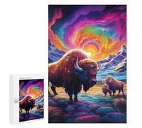 1000 PCS Puzzle pour Adolescents Rainbow Bison Majesty Puzzles pour Adolescents, Jouets Anti-Stress, Passe-Temps, Défi Éducatif
