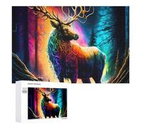 1000 PCS Puzzle pour Adolescents Rainbow Deer in Enchanted Forest Puzzles pour Adolescents, Jouets Anti-Stress, Passe-Temps, Défi Éducatif