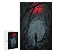 1000 PCS Puzzle pour Adolescents Red Moonlit Forest Path Puzzles pour Adolescents, Jouets Anti-Stress, Passe-Temps, Défi Éducatif