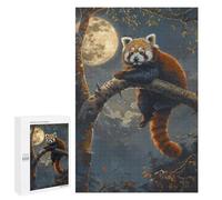 1000 PCS Puzzle pour Adolescents Red Panda Moon Tree Night Puzzle pour Adultes Jeux Amusants Décoration Intérieure Activités Amusantes À La Maison, 1000 PCS