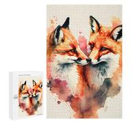 1000 PCS Puzzle pour Adolescents Romantic Fox Couple Jeu De Puzzle pour Adultes, Casse-tête, Cadeau d'anniversaire, Défi Éducatif 1000 PCS