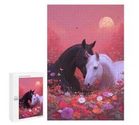 1000 PCS Puzzle pour Adolescents Romantic Horse Meadow Sunset Puzzles pour Adultes : Analyse Et Logique. Chaque Pièce Est Unique - Casse-têtes pour Toute La Famille 1000 PCS