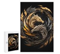 1000 PCS Puzzle pour Adolescents Silver Gold Dragon Jeu De Puzzle pour Adultes, Casse-tête, Cadeau d'anniversaire, Défi Éducatif 1000 PCS