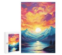 1000 PCS Puzzle pour Adolescents Sunset Mountain Lake Landscape Puzzles pour Adultes : Analyse Et Logique. Chaque Pièce Est Unique - Casse-têtes pour Toute La Famille 1000 PCS